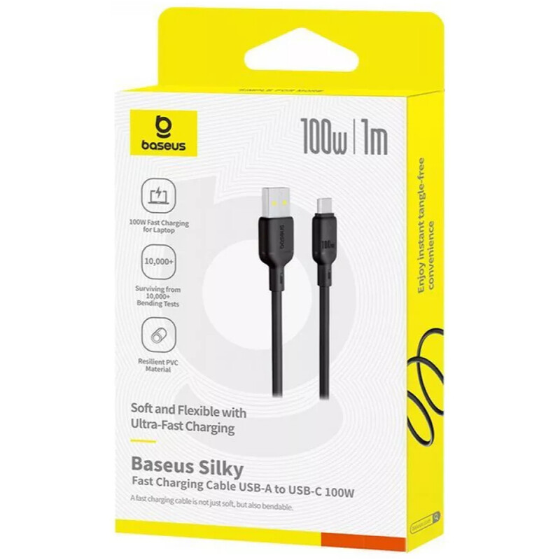 Кабель Baseus Silky Series Fast Charging USB Type-A - USB Type-C (M/M), 100W, 1 м, Black (P10377703113-00)
