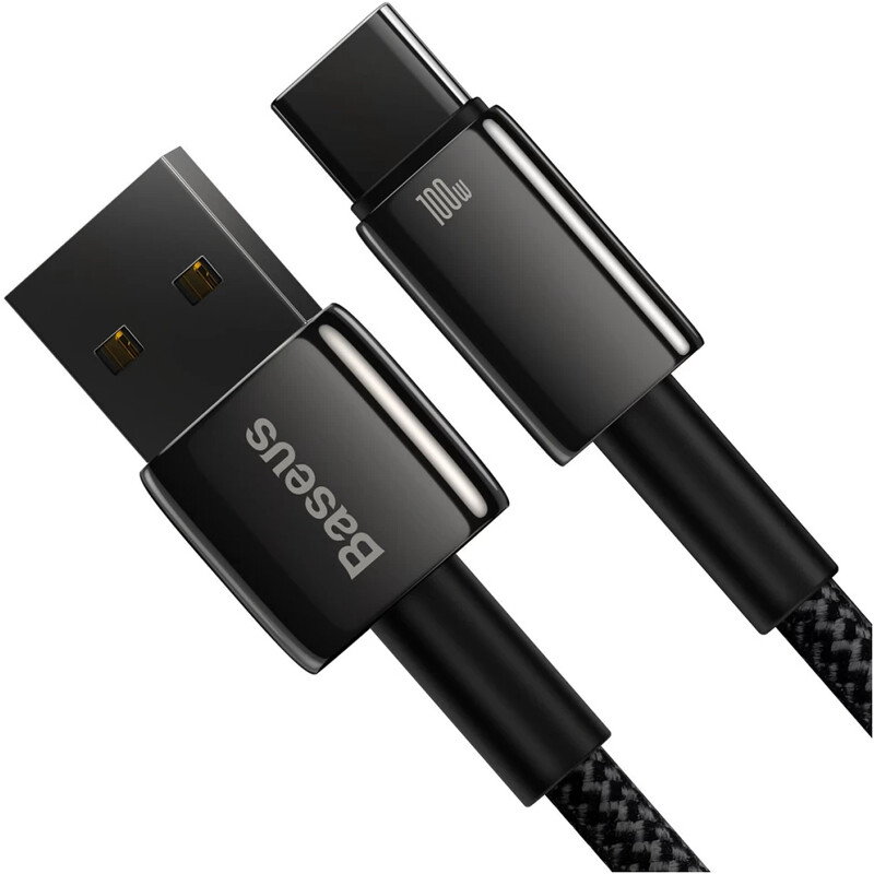 Кабель Baseus Tungsten Gold Fast Charging Data USB Type-A - USB Type-C (M/M), 100W, 1 м, Black (CAWJ000001)