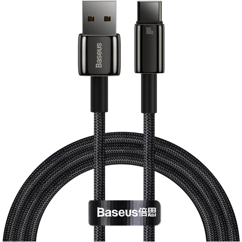 Кабель Baseus Tungsten Gold Fast Charging Data USB Type-A - USB Type-C (M/M), 100W, 1 м, Black (CAWJ000001)