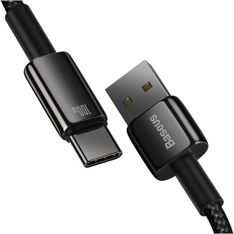 Кабель Baseus Tungsten Gold Fast Charging Data USB Type-A - USB Type-C (M/M), 100W, 2 м, Black (CAWJ000101)