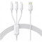 Фото - Кабель Baseus Silky One-for-Three Fast Charging USB Type-A - micro USB + Lightning + USB Type-C (M/M), 100W, 1.5 м, White (P10377705213-00) | click.ua
