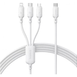 Кабель Baseus Silky One-for-Three Fast Charging USB Type-C - micro USB + Lightning + USB Type-C (M/M), 100W, 1.5 м, White (P10377706213-00)