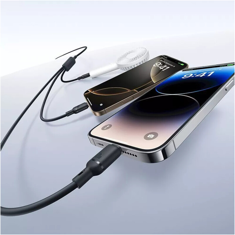 Кабель Baseus Silky One-for-Three Fast Charging USB Type-C - micro USB + Lightning + USB Type-C (M/M), 100W, 1.5 м, Black (P10377706123-00)