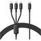 Фото - Кабель Baseus Silky One-for-Three Fast Charging USB Type-C - micro USB + Lightning + USB Type-C (M/M), 100W, 1.5 м, Black (P10377706123-00) | click.ua