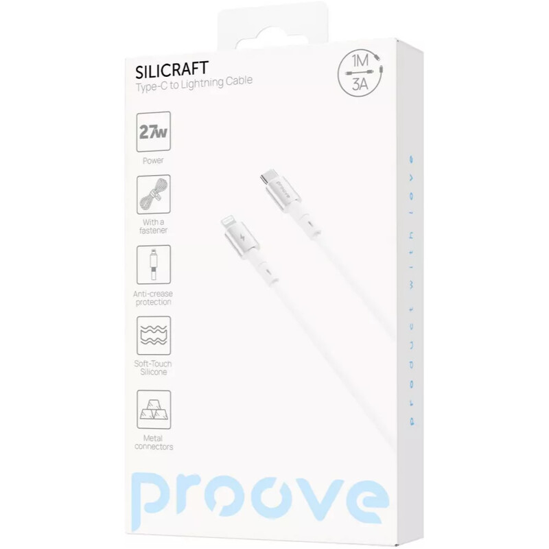 Кабель Proove Silicraft USB Type-C to Lightning 27W 1 м, White (CCSC27002102)