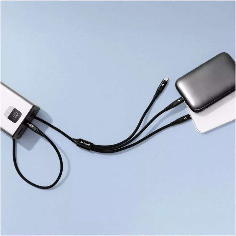 Кабель Proove Hydra 3 in 1 USB Type-C to Type-C + Micro USB + Lightning 15W 1 м, Black (CCHY15012101)