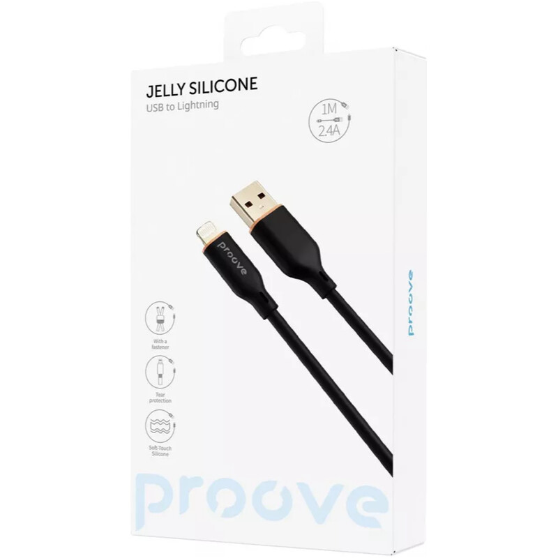 Кабель Proove Jelly Silicone USB-A to Lightning 12W 1 м, Black (CCJS20001101)