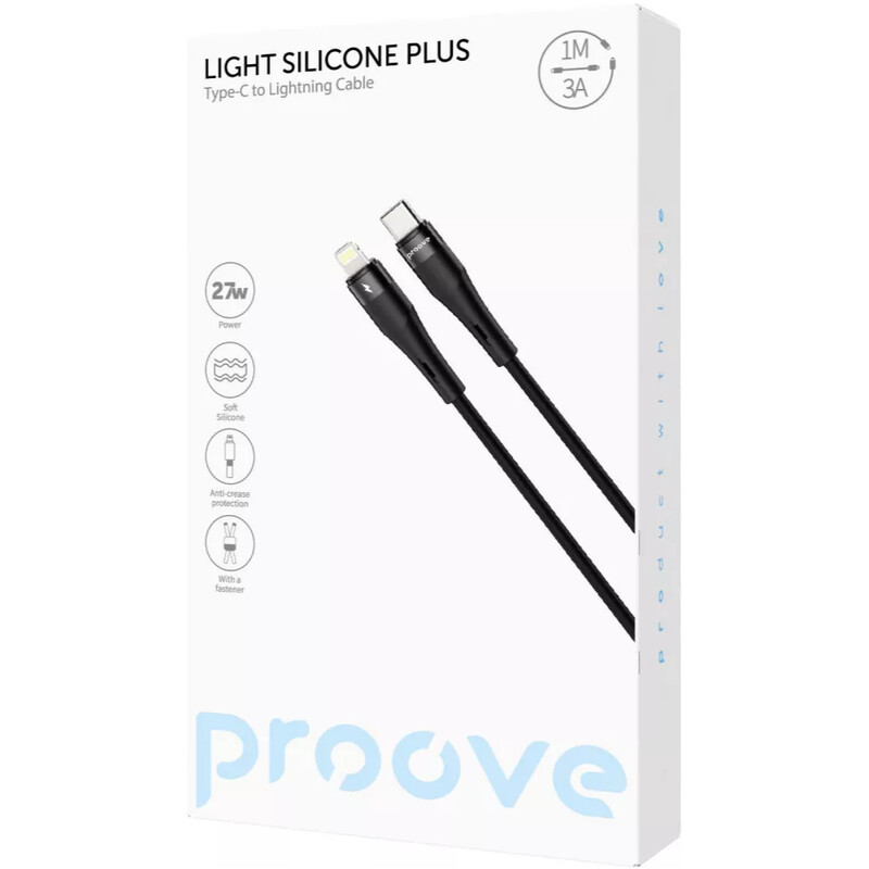 Кабель Proove Light Silicone Plus USB Type-C to Lightning 27W 1 м, Black (CCLS27002101)