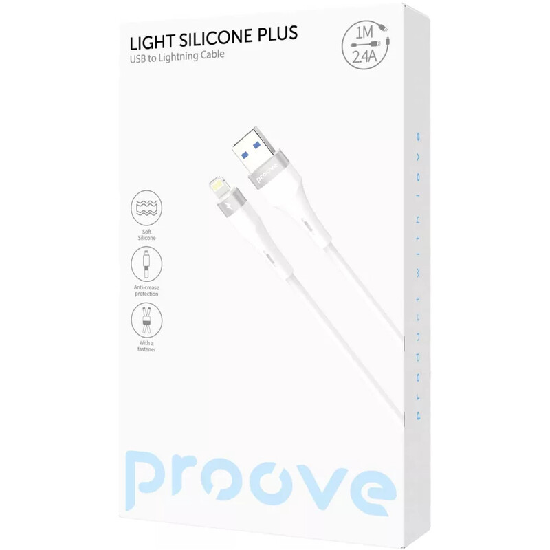 Кабель Proove Light Silicone Plus USB-A to Lightning 12W 1 м, White (CCLS12001102)