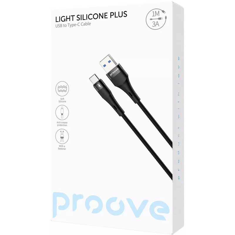 Кабель Proove Light Silicone Plus USB-A to USB Type-C 60W 1 м, Black (CCLS15001201)