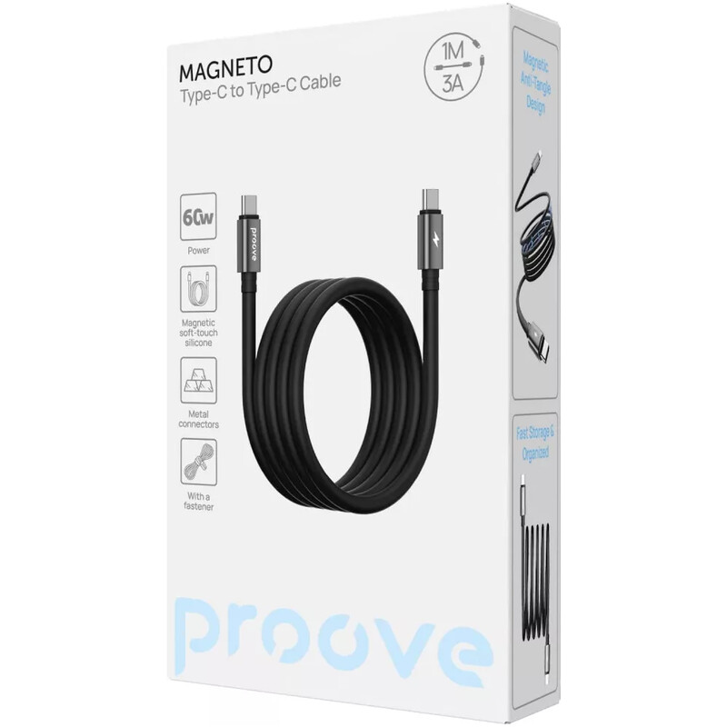 Кабель Proove Magneto USB Type-C to USB Type-C 60W 1 м, Black (CCMA60002201)