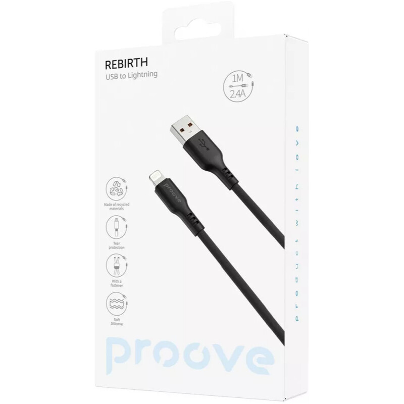 Кабель Proove Rebirth USB-A to Lightning 12W 1 м, Black (CCRE60001101)