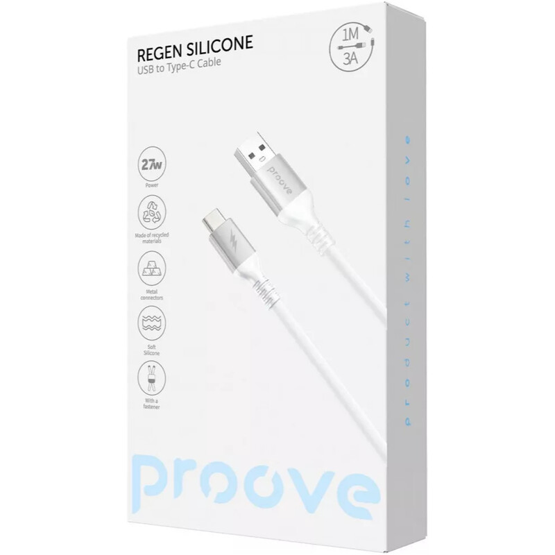 Кабель Proove ReGen Silicone USB-A to USB Type-C 27W 1 м, White (CCRS27001202)