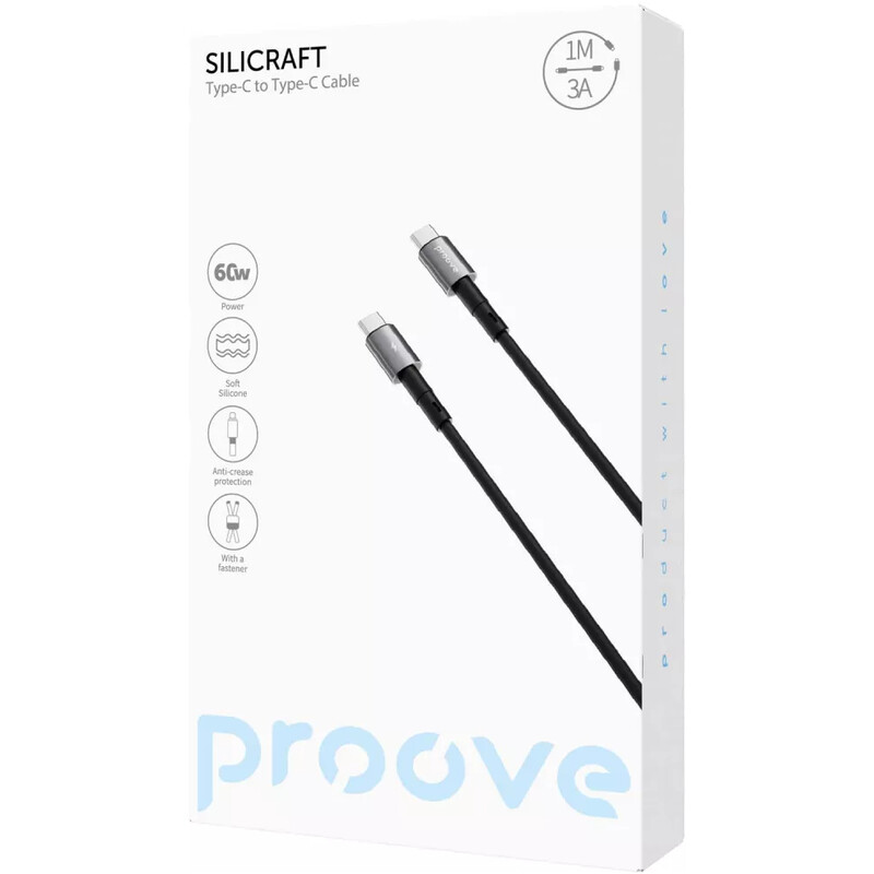 Кабель Proove Silicraft USB Type-C to USB Type-C 60W 1 м, Black (CCSC60002201)