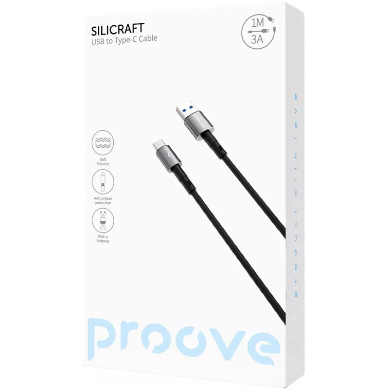 Кабель Proove Silicraft USB-A to USB Type-C 27W 1 м, Black (CCSC15001201)