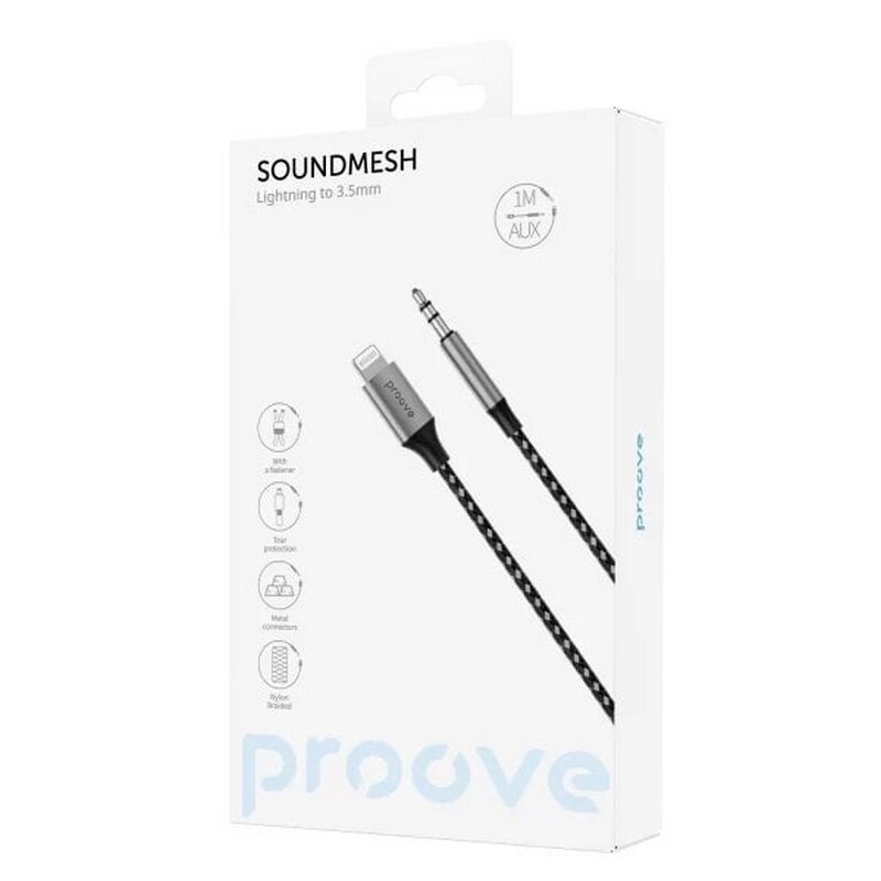Кабель Proove SoundMesh Lightning - 3.5 мм (M/M), 1 м, Gray (ACSM00004801)