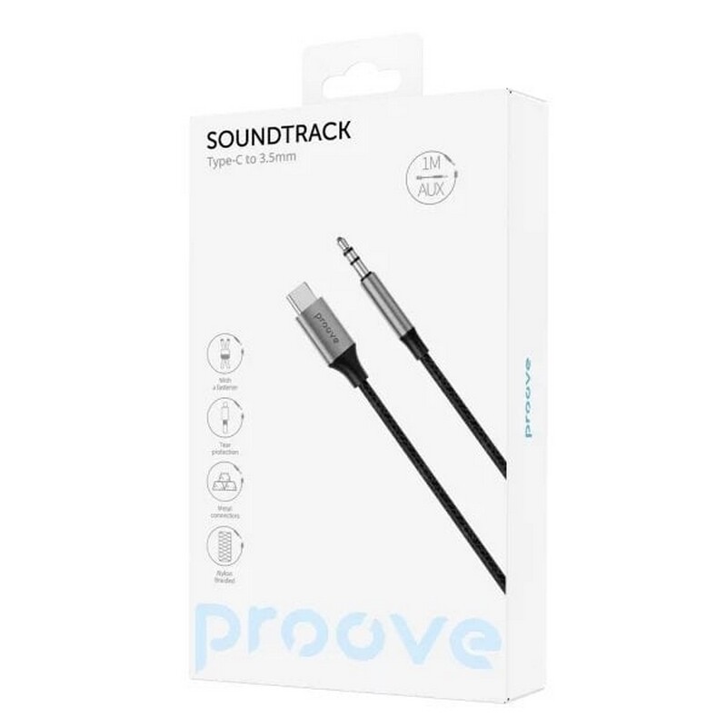 Кабель Proove SoundTrack USB Type-C - 3.5 мм (M/M), 1 м, Black (ACST00002801)