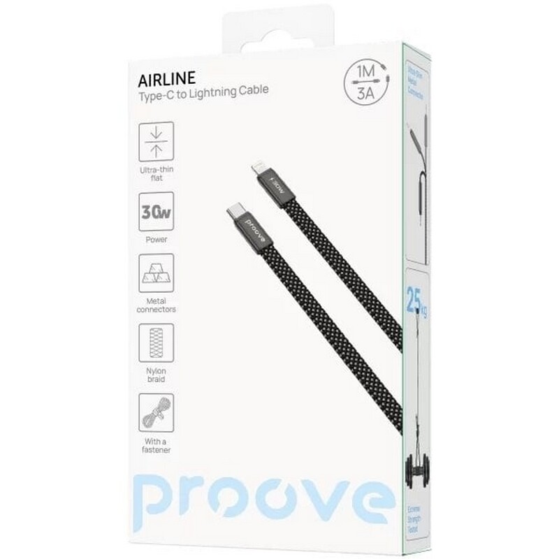 Кабель Proove AirLine USB-C - Lightning (M/M), 30W, 1 м, Black (CCAI30002101)