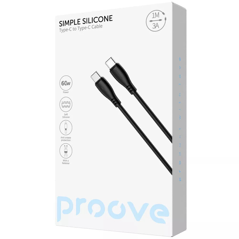 Кабель Proove Simple Silicone USB Type-C - USB Type-C (M/M), 60W, 1 м, Black (CCSI60002201)