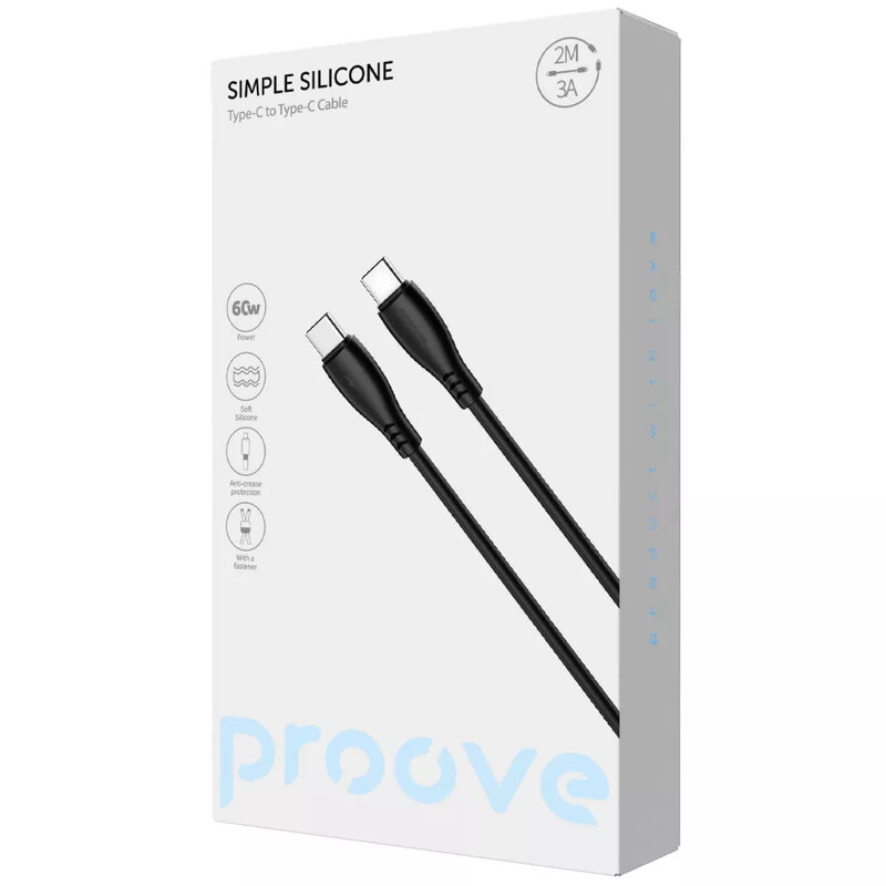 Кабель Proove Simple Silicone USB Type-C - USB Type-C (M/M), 60W, 2 м, Black (CCSI60002221)