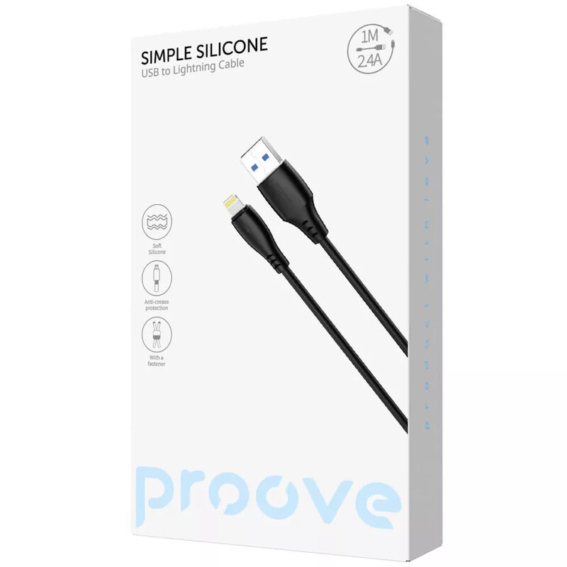 Кабель Proove Simple Silicone USB Type-A - Lightning (M/M), 1 м, Black (CCSS12001101)