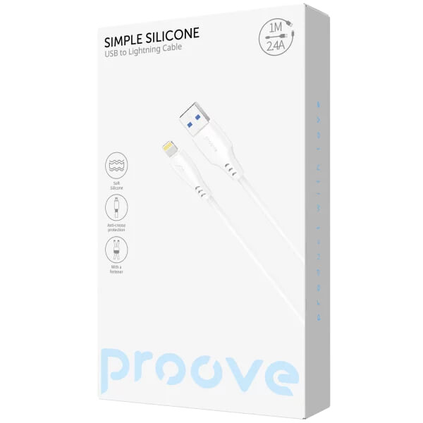 Кабель Proove Simple Silicone USB Type-A - Lightning (M/M), 1 м, White (CCSS12001102)
