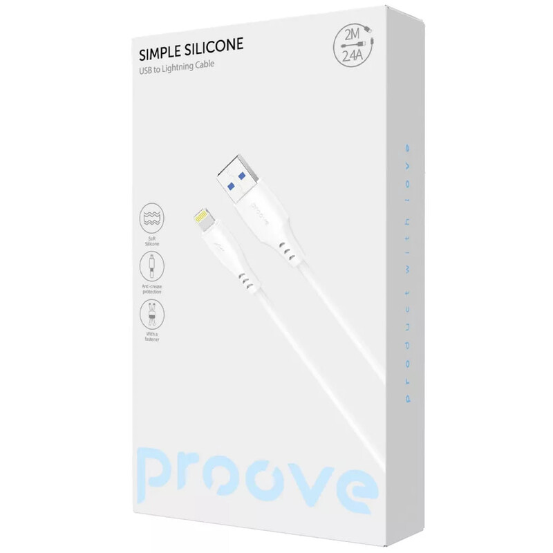 Кабель Proove Simple Silicone USB Type-A - Lightning (M/M), 2 м, White (CCSS12001122)