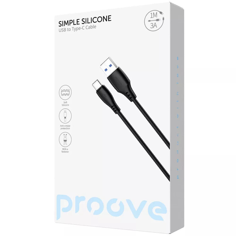 Кабель Proove Simple Silicone USB Type-A - USB Type-C (M/M), 1 м, Black (CCSS15001201)