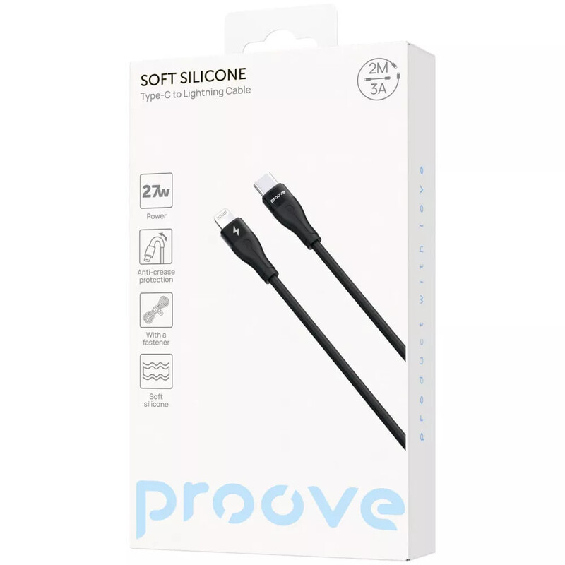 Кабель Proove Soft Silicone USB Type-C - Lightning (M/M), 27W, 2 м, Black (CCSO27002121)