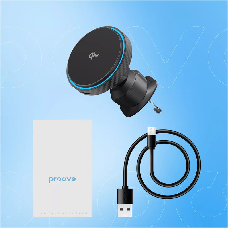 Тримач автомобільний+бездротове ЗУ Proove Graphite Circle Qi2 15W Black (WHGC15010001)