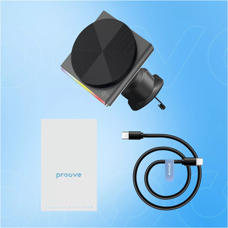Тримач автомобільний+бездротове ЗУ Proove Neostorm Qi2 15W Gray (WHNS15002003)