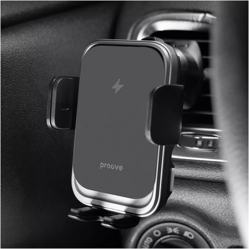 Держатель автомобильный+беспроводное ЗУ Proove Nitro Charge 15W Matte Black (WHNC15002005)