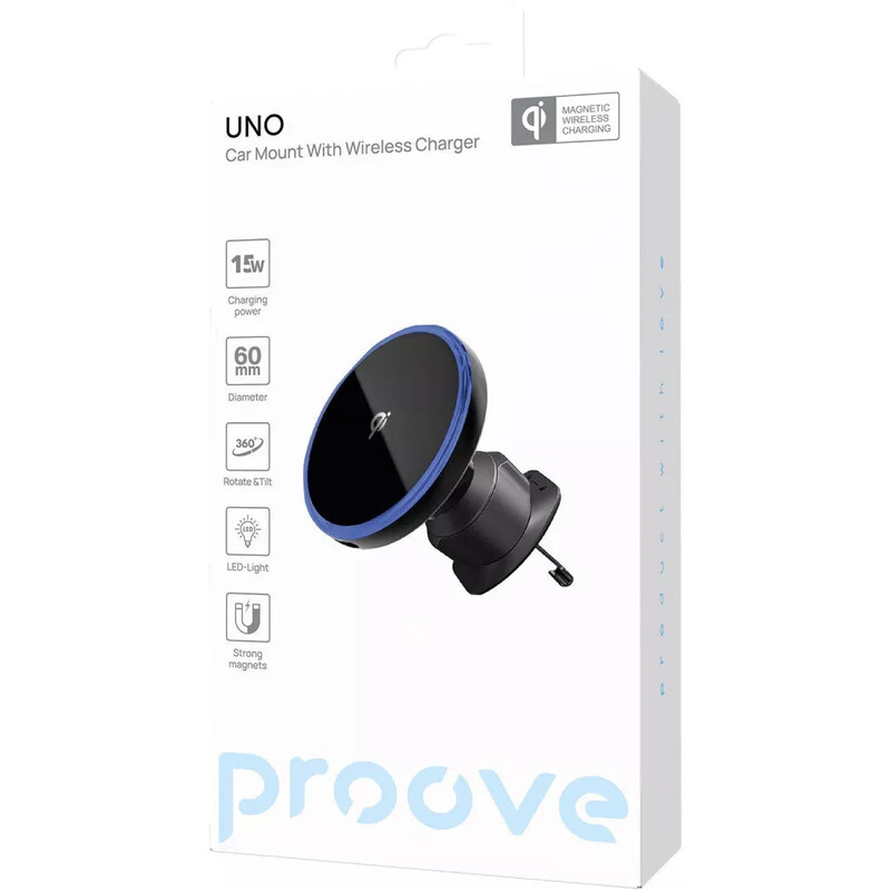 Держатель автомобильный+беспроводное ЗУ Proove UNO 15W Black (WHUN15002001)
