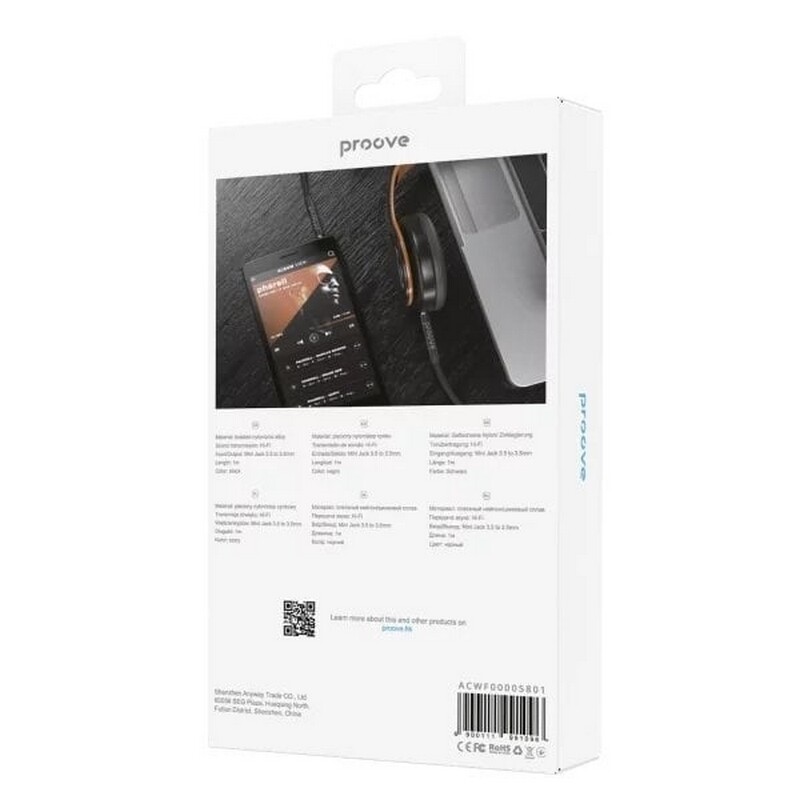 Кабель Proove Weft 3.5 мм - 3.5 мм (M/M), 1 м, Black (ACWF00005801)