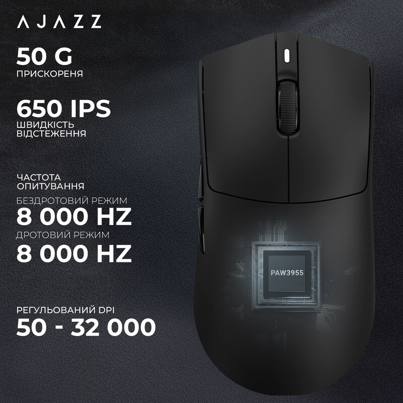 Мышь беспроводная Ajazz AJ139 Near Link V3 Pro+ Black (AJ139-NL-V3-PRO-B)