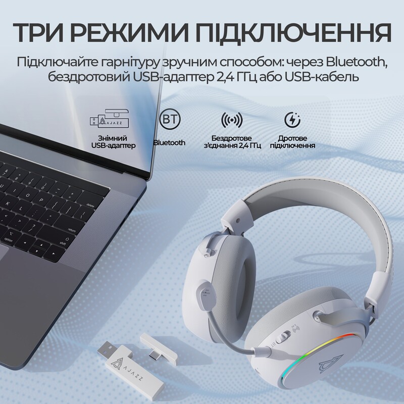 Bluetooth-гарнитура Ajazz AHM10 Max White (AHM10-MAX-W)