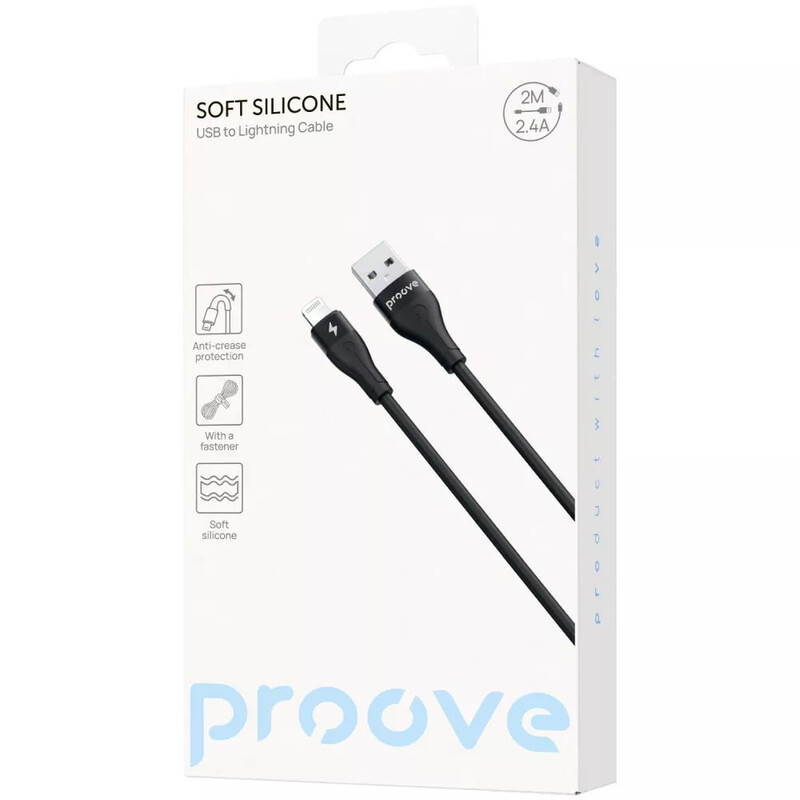 Кабель Proove Soft Silicone USB Type-A - Lightning (M/M), 2 м, Black (CCSO20001121)