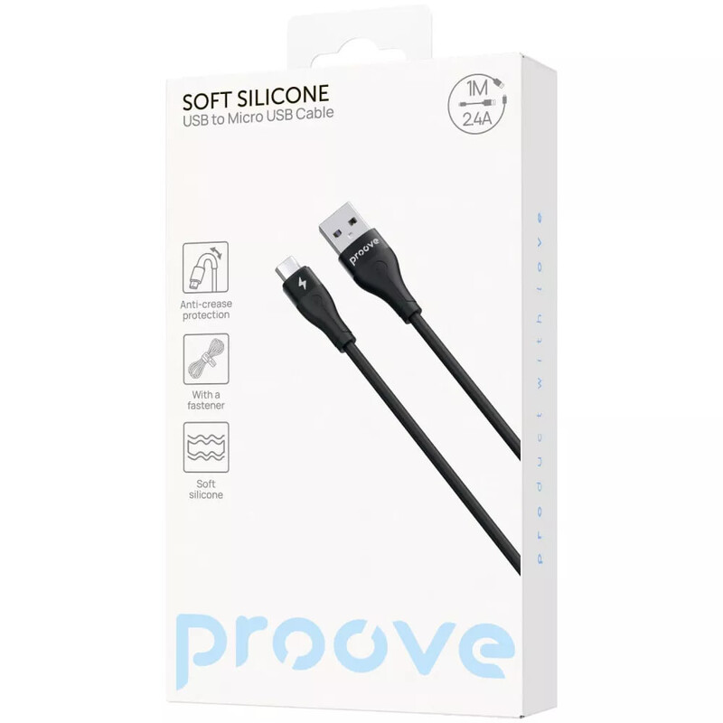 Кабель Proove Soft Silicone USB Type-A - micro USB (M/M), 1 м, Black (CCSO20001301)