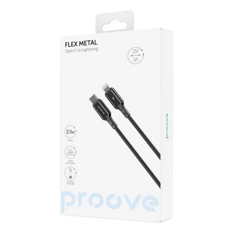 Кабель Proove Flex Metal USB-C - Lightning (M/M), 27W, 1 м, Black (CCFM27002101)