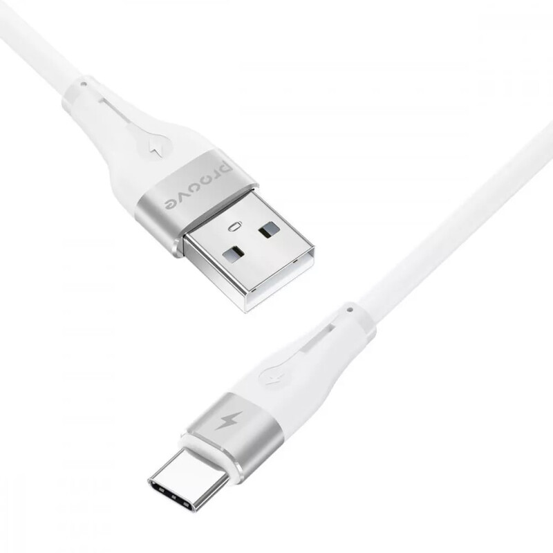 Кабель Proove Soft Silicone USB Type-A - USB Type-C (M/M), 2 м, White (CCSO20001222)