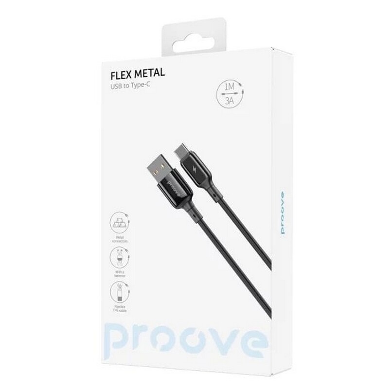 Кабель Proove Flex Metal USB - USB-C (M/M), 1 м, Black (CCFM20001201)