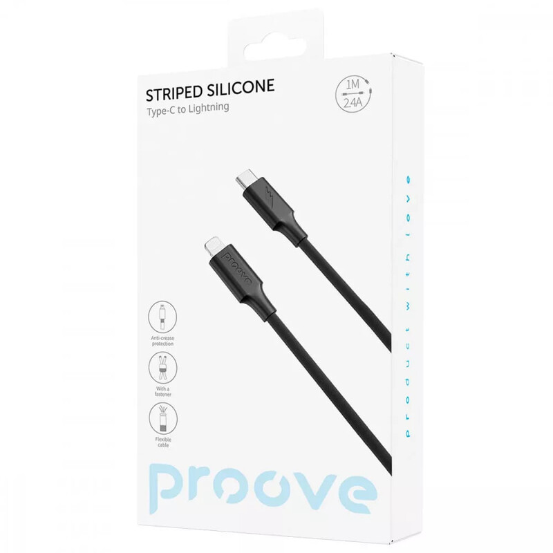 Кабель Proove Striped Silicone USB Type-C - Lightning (M/M), 27W, 1 м, Black (CCSS00002101)