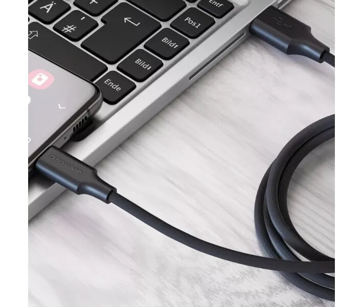 Кабель Proove Striped Silicone USB Type-A - USB Type-C (M/M), 1 м, Black (CCSS60001201)