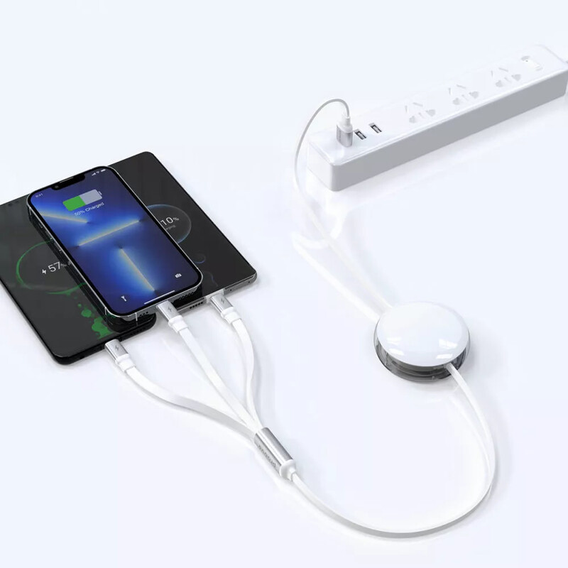 Кабель Proove Triple Sync USB Type-A - Lightning + micro USB + USB Type-C (M/M), 10W, 1.2 м, White (CCTS20001502)