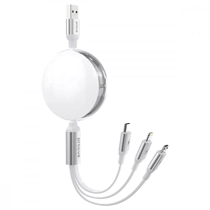 Кабель Proove Triple Sync USB Type-A - Lightning + micro USB + USB Type-C (M/M), 10W, 1.2 м, White (CCTS20001502)