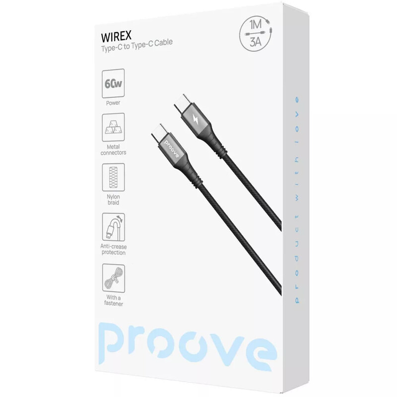 Кабель Proove WireX USB Type-C - USB Type-C (M/M), 60W, 1 м, Black (CCWX60002201)