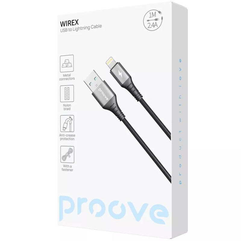 Кабель Proove WireX USB Type-A - Lightning (M/M), 12W, 1 м, Black (CCWX12001201)