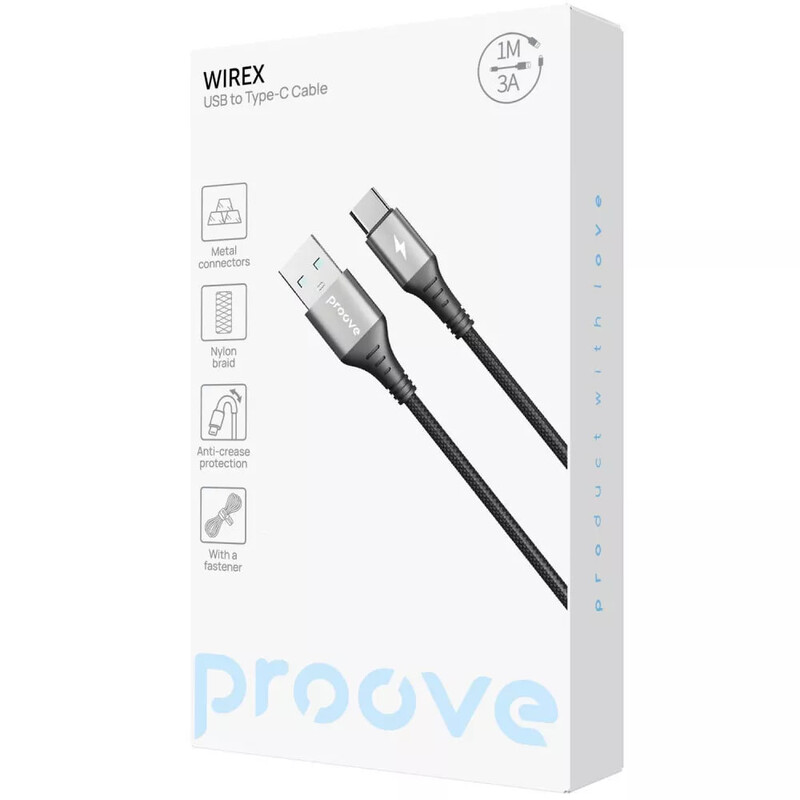 Кабель Proove WireX USB Type-A - USB Type-C (M/M), 27W, 1 м, Black (CCWX15001201)