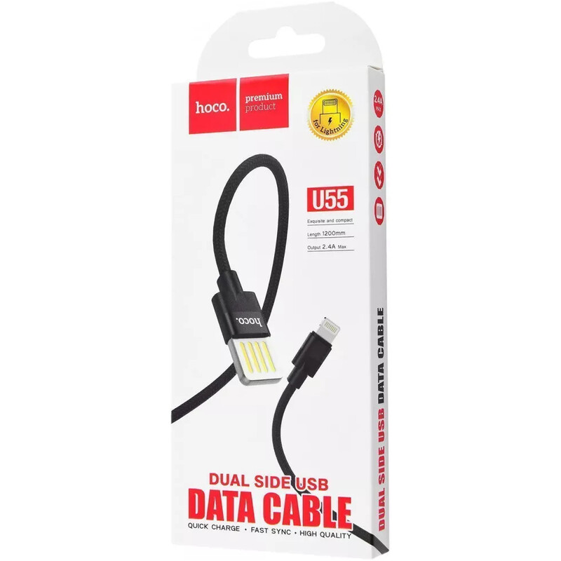Кабель Hoco U55 Outstanding USB - Lightning, 1.2 м, Black (22084)