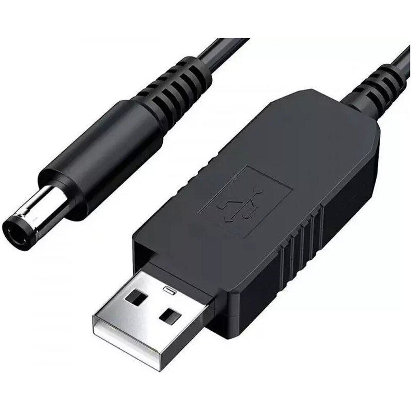 Кабель PRC USB Type-A - DC 5.5x2.1 мм, 12V, 0.9 м, Black (39134)